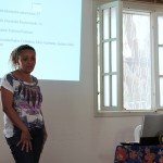 Edilene Souza (monitora do núcleo Frutos do Serrado, no Seminário de Práticas alfabetizadoras, durante a 2ª Formação Geral)