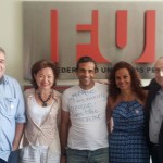 José Genivaldo da Silva (FUP); Francisca Pini (IPF); José Maria Rangel, coordenador geral da FUP; Mara Cruz (FUP); Moacir Gadotti, presidente de Honra do IPF;